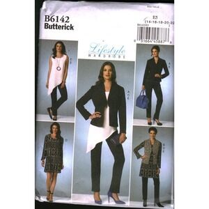 Butterick B6142 Lifestyle Wardrobe Pattern Jacket Vest Tunic Dress Pants Size E5